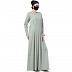 Designer Dress abaya with Inward Pleats- Sea Green Designer Dress abaya with Inward Pleats- Sea Green